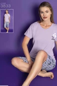 Reo Kadın Kısa Kol Lila Şortlu Pijama Takım 3833 thumbnail 2