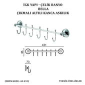 İGK YAPI - ÇELİK BANYO BELLA ÇIKMALI KANCA ALTILI ASKILIK (40-032) - 4