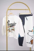 YENİ SEZON PEANUST SNOOPY MODELLİ BİSİKLET YAKA PAMUK EŞOFMAN TAKIMI - 1