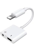 Iphone Lightning Aux 3.5mm Dönüştürücü Aynı Anda Sorunsuz Şarj Edebilen Adaptör Jo-ıp09 Beyaz - 1