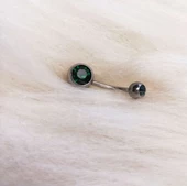 Koyu Yeşil Taşlı Göbek Piercingi - 1