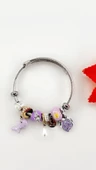 Kadın Charm Balıklı Çiçek Çelik Bileklik Lila Renk thumbnail 5