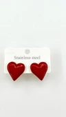 Kadın Minik Özel Tasarım Kalp Çelik Küpe Kırmızı thumbnail 6