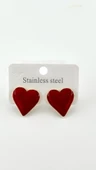 Kadın Minik Özel Tasarım Kalp Çelik Küpe Kırmızı thumbnail 3