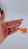 Kadın Yaprak Tasarım Çelik Küpe Gold Renk - 2