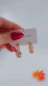 Kadın Yaprak Tasarım Çelik Küpe Gold Renk - 5