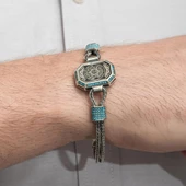 Hz.Süleyman Mührü İşlemeli 925 Ayar Gümüş Erkek Bileklik - 3