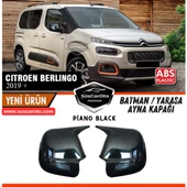 Citroen Berlingo Mk3 2019 Sonrası Uyumlu Batman Yarasa Ayna Kapağı Piano Black ABS Plastik Sağ Sol Takım thumbnail 1