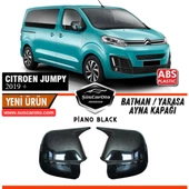 Citroen Jumpy 2019 Sonrası Uyumlu Batman Yarasa Ayna Kapağı Piano Black ABS Plastik Sağ Sol Takım thumbnail 1
