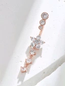 Gold Rose  Taşlı Uzun Göbek Piercing - 1