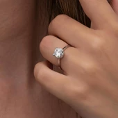 4 Tırnaklı Zirkon Taşlı Gümüş Tektaş Yüzük thumbnail 5