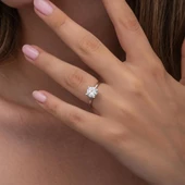 4 Tırnaklı Zirkon Taşlı Gümüş Tektaş Yüzük thumbnail 6