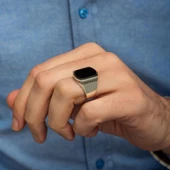 Grek Desenli Siyah Oniks Taşlı 925 Gümüş Erkek Yüzük thumbnail 7