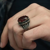 Kırmızı ParaibaTaşlı 925 Gümüş Erkek Yüzük thumbnail 6