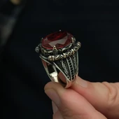 Kırmızı ParaibaTaşlı 925 Gümüş Erkek Yüzük thumbnail 8