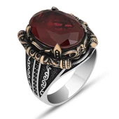 Kırmızı ParaibaTaşlı 925 Gümüş Erkek Yüzük thumbnail 2