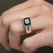 Siyah Zirkon Taşlı 925 Gümüş Erkek Yüzük thumbnail 7