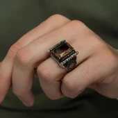 Kare Zultanit Taşlı 925 Gümüş Erkek Yüzük thumbnail 3