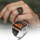 Kare Zultanit Taşlı 925 Gümüş Erkek Yüzük thumbnail 1