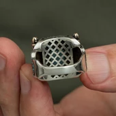 Oval Aqua Mavisi Taşlı 925 Gümüş Erkek Yüzük thumbnail 4