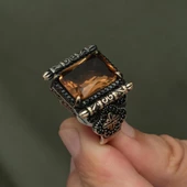 Kare Zultanit Taşlı 925 Gümüş Erkek Yüzük thumbnail 4