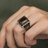 Kare Zultanit Taşlı 925 Gümüş Erkek Yüzük thumbnail 8