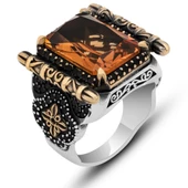 Kare Zultanit Taşlı 925 Gümüş Erkek Yüzük thumbnail 2