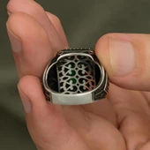 Yeşil Taşlı 925 Gümüş Erkek Yüzük thumbnail 6