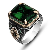 Yeşil Taşlı 925 Gümüş Erkek Yüzük thumbnail 2