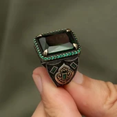 Yeşil Taşlı 925 Gümüş Erkek Yüzük thumbnail 9