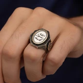 Peygamber Mührü İşleme 925 Gümüş Erkek Yüzük thumbnail 7