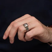 Ayyıldız Bayrak Desenli 925 Gümüş Yüzük - 4