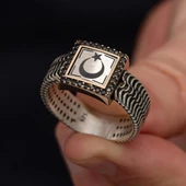 Ayyıldız Bayrak Desenli 925 Gümüş Yüzük - 8