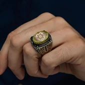 Süleyman Mührü Sarı Taşlı 925 Gümüş Erkek Yüzük thumbnail 6