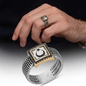 Ayyıldız Bayrak Desenli 925 Gümüş Yüzük - 1