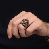 Ayyıldız Desenli 925 Gümüş Erkek Yüzük thumbnail 7