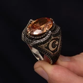 Ayyıldız Desenli 925 Gümüş Erkek Yüzük thumbnail 6