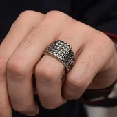 Zirkon Beyaz Sıra Taşlı 925 Gümüş Erkek Yüzük thumbnail 5