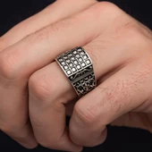 Zirkon Beyaz Sıra Taşlı 925 Gümüş Erkek Yüzük thumbnail 3