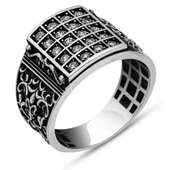 Zirkon Beyaz Sıra Taşlı 925 Gümüş Erkek Yüzük thumbnail 2