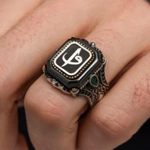 Kare Elif Vav Harfli 925 Gümüş Erkek Yüzük thumbnail 8