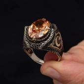 Ayyıldız Desenli 925 Gümüş Erkek Yüzük thumbnail 4