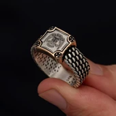 Selçuklu Devleti Çift Başlı Kartal 925 Gümüş Erkek Yüzük thumbnail 6