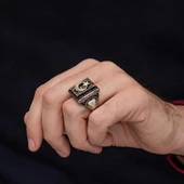 Ayyıldız Desenli İsimli 925 Gümüş Erkek Yüzük thumbnail 4