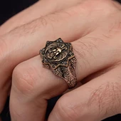 Çift Başlı Kartal Motifli 925 Gümüş Erkek Yüzük thumbnail 3