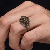 Çift Başlı Kartal Motifli 925 Gümüş Erkek Yüzük thumbnail 9