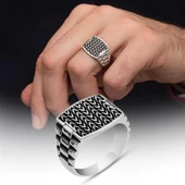 Kordon Modeli Taşsız 925 Gümüş Erkek Yüzük thumbnail 1