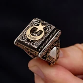 Ayyıldız Desenli İsimli 925 Gümüş Erkek Yüzük thumbnail 9