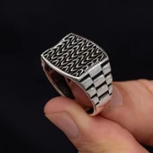 Kordon Modeli Taşsız 925 Gümüş Erkek Yüzük thumbnail 7