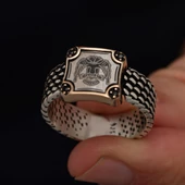 Selçuklu Devleti Çift Başlı Kartal 925 Gümüş Erkek Yüzük thumbnail 4